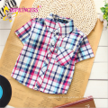 2015 vente chaude 100% coton à manches courtes mode plaid T shirt pour bébé garçon